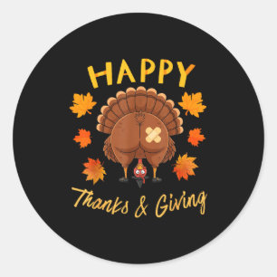 Funny Thanksgiving Guess What Turkey Butt  Classic Round Sticker
