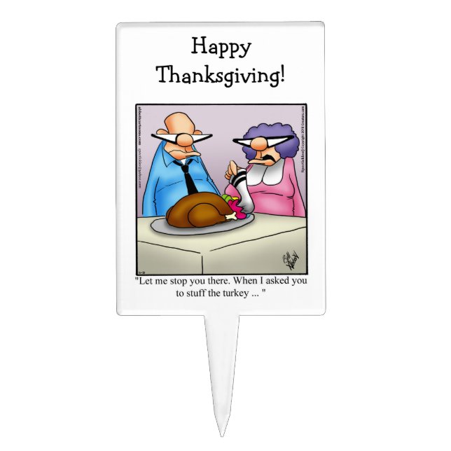 Funny Thanksgiving Humor Cake Pick (Front)