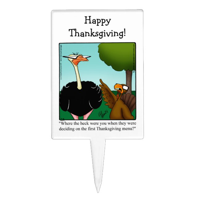 Funny Thanksgiving Humor Cake Pick (Front)