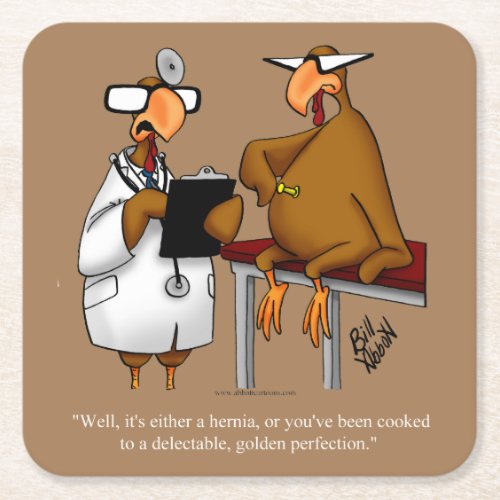 Funny Thanksgiving Humor Golden Perfection Square Paper Coaster