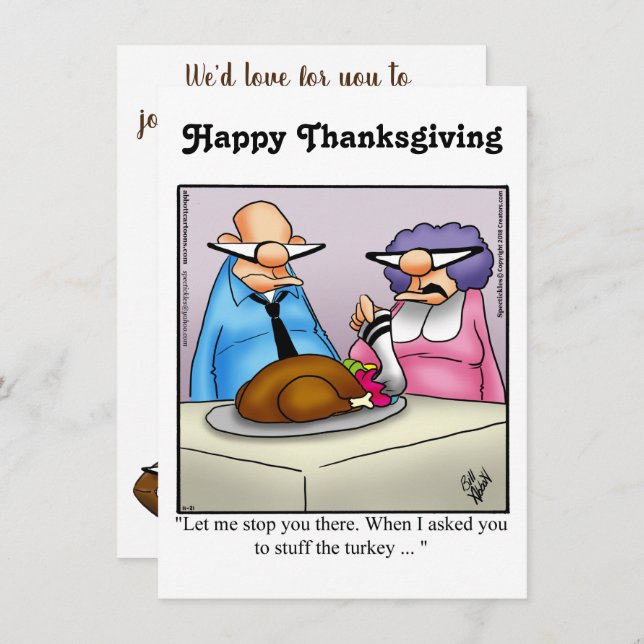 Funny Thanksgiving  Humor Invitations (Front/Back)