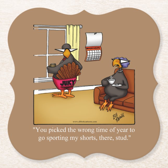 Funny Thanksgiving Humor Paper Coaster (Front)
