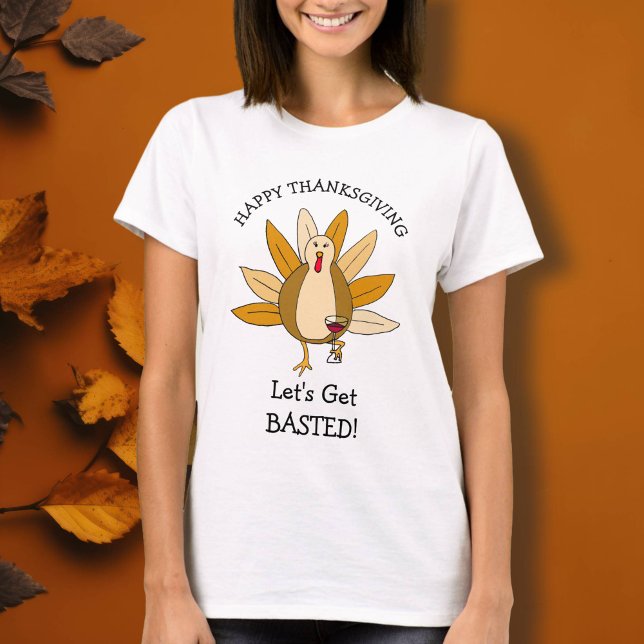 Funny Thanksgiving Humor Turkey with Wine T-Shirt (Creator Uploaded)