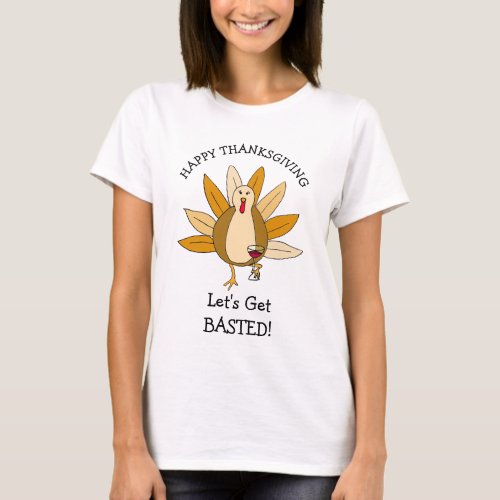 Funny Thanksgiving Humor Turkey with Wine T_Shirt