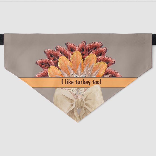 Funny Thanksgiving – “I Like Turkey Too" Pet Bandana Collar (Front)