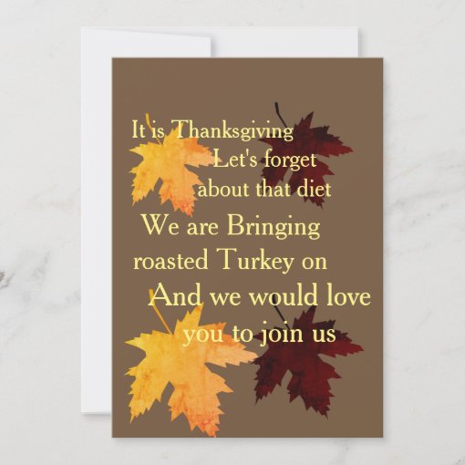 Funny Thanksgiving Invitation Card. | Zazzle