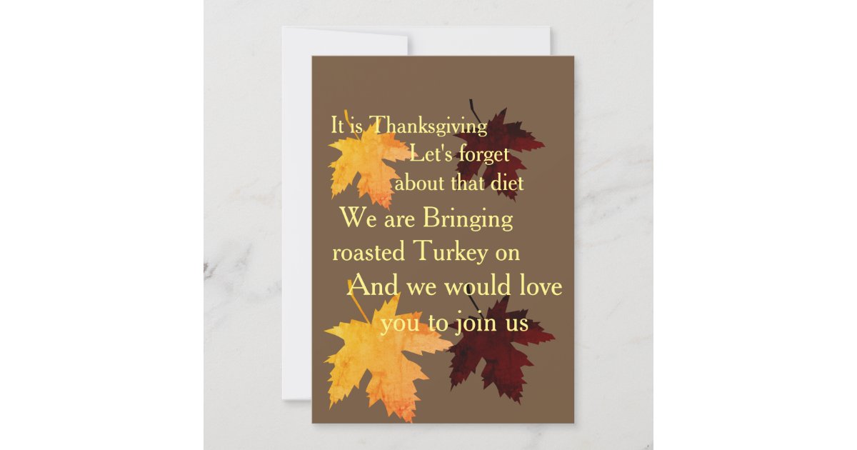 Funny Thanksgiving Invitation card. | Zazzle