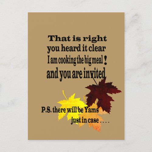 Funny Thanksgiving Invitation card