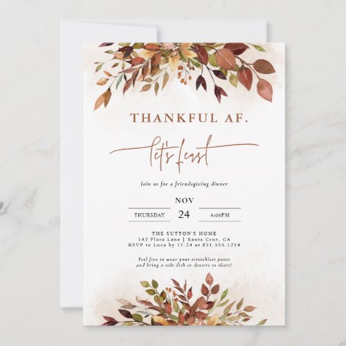 Funny Thanksgiving Invitation Friendsgiving Dinner