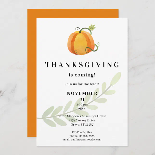 Funny Thanksgiving is Coming! Dinner Pumpkin- O Invitation | Zazzle