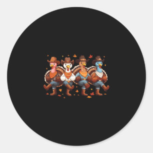 Funny Thanksgiving Line Dance Matching Family Grou Classic Round Sticker