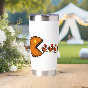 Funny Thanksgiving Pie Eating Turkey Retro Gaming Insulated Tumbler