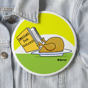 Funny Thanksgiving Roast Turkey Cartoon Button