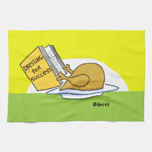 Funny Thanksgiving Roast Turkey Cartoon Kitchen Kitchen Towel