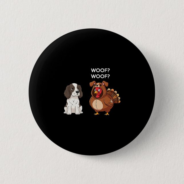 Funny Thanksgiving Springer Spaniel And Turkey  Button (Front)