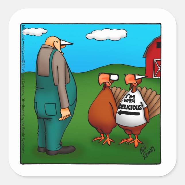 Funny Thanksgiving Stickers "I'm with Delicious" (Front)