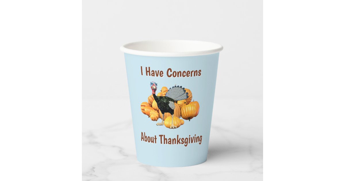I Have Concerns About Thanksgiving Funny Turkey Paper Cups