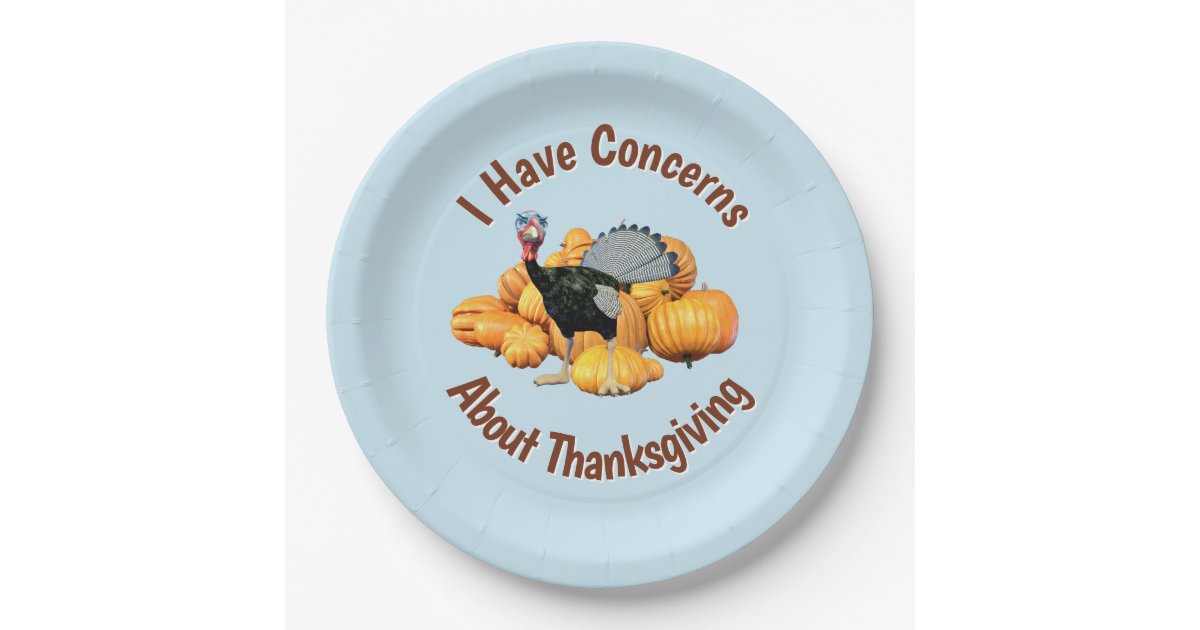 I Have Concerns About Thanksgiving Funny Turkey Paper Plates