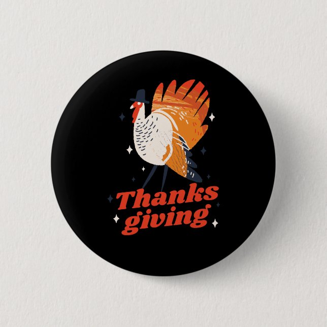 Funny Thanksgiving Turkey Dinner Button (Front)