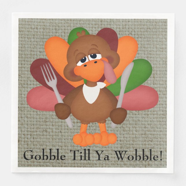 Funny Thanksgiving turkey dinner paper napkins (Front)