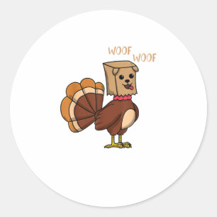 Funny Thanksgiving Turkey Dog Boys Girls Classic Round Sticker