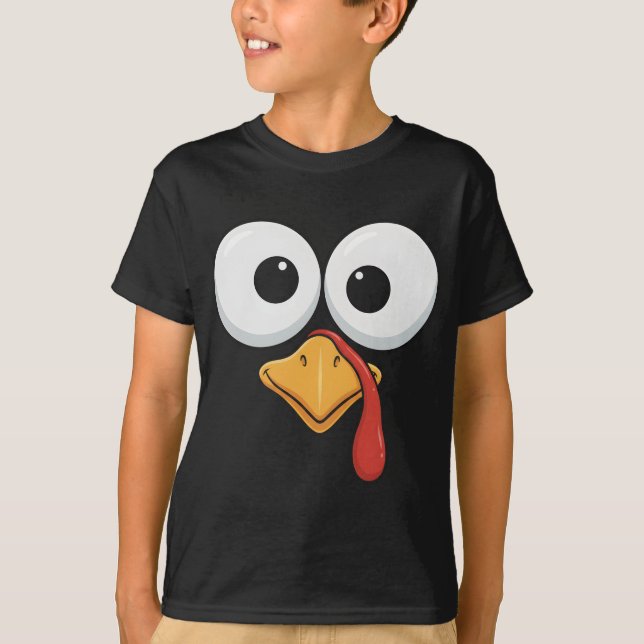 Funny Thanksgiving Turkey Face Matching Family T-Shirt (Front)