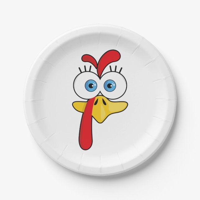 Funny Thanksgiving Turkey Face  Paper Plates (Front)