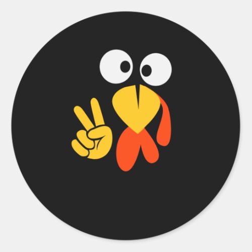 Funny Thanksgiving Turkey Face Peace Sign Gift Ide Classic Round Sticker