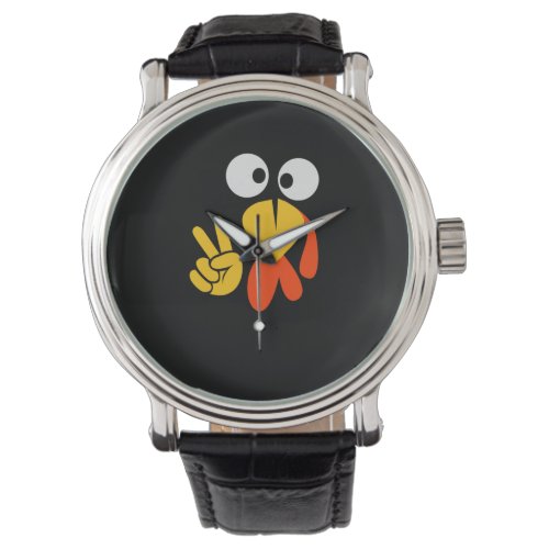 Funny Thanksgiving Turkey Face Peace Sign Gift Ide Watch
