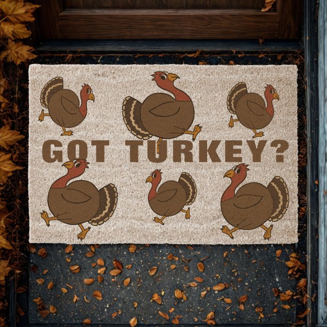 Funny Thanksgiving Turkey Fiber Doormat (A fun turkey themed fiber doormat perfect for fall.)