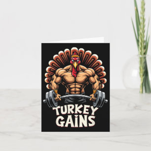 Funny Thanksgiving Turkey Gains Motivation Gym Wor Card
