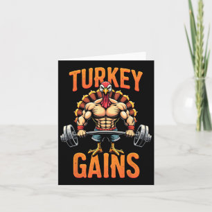 Funny Thanksgiving Turkey Gains Motivation Gym Wor Card