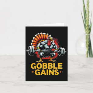Funny Thanksgiving Turkey Gobble Gains Gym Workout Card