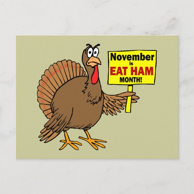 Funny Thanksgiving turkey Holiday Postcard (Front)