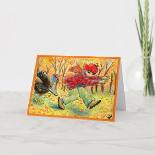 Funny Thanksgiving Turkey Hunter greeting card