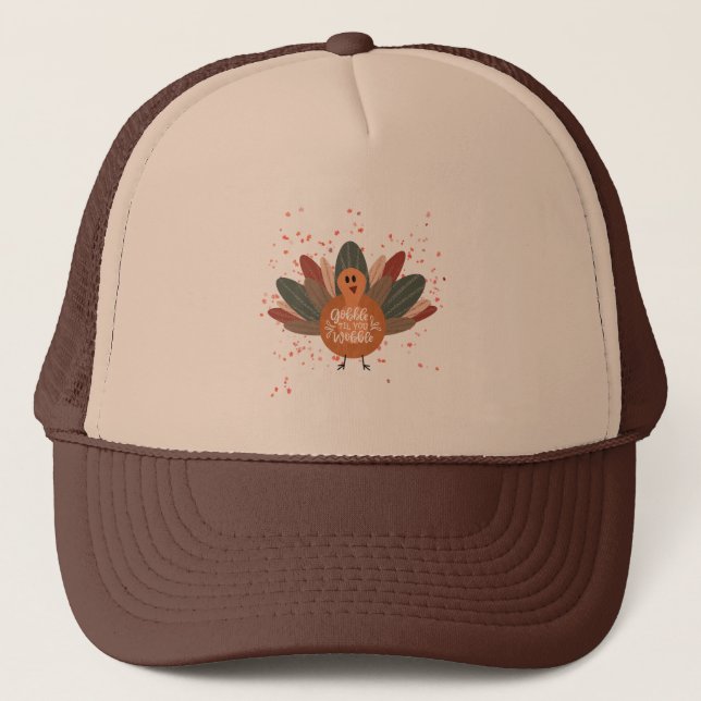 Funny Thanksgiving Turkey in Fall Trucker Hat (Front)