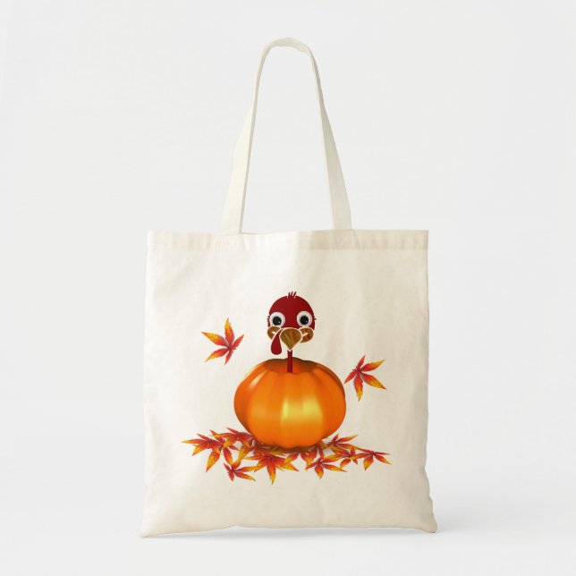 Funny Thanksgiving Turkey in Pumpkin - Budget Tote (Front)