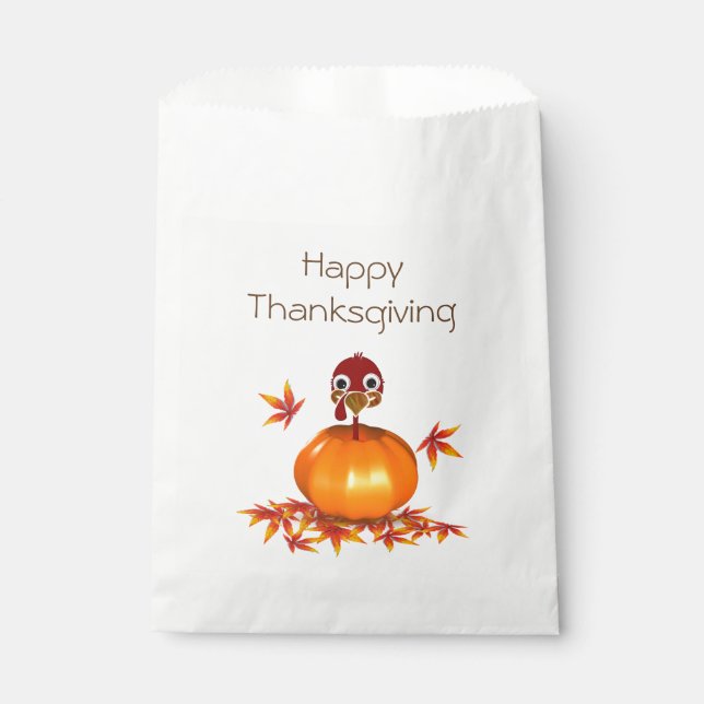 Funny Thanksgiving Turkey in Pumpkin - Favor Bag (Front)