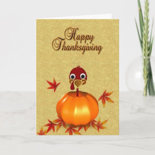 Funny Thanksgiving Turkey in Pumpkin Greeting Card