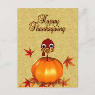 Funny Thanksgiving Turkey in Pumpkin Postcard