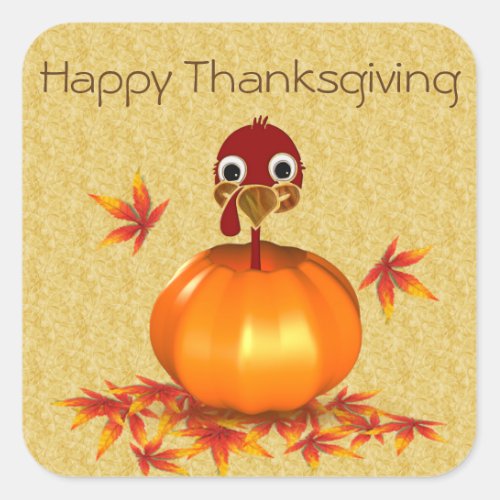 Funny Thanksgiving Turkey in Pumpkin _ Sticker