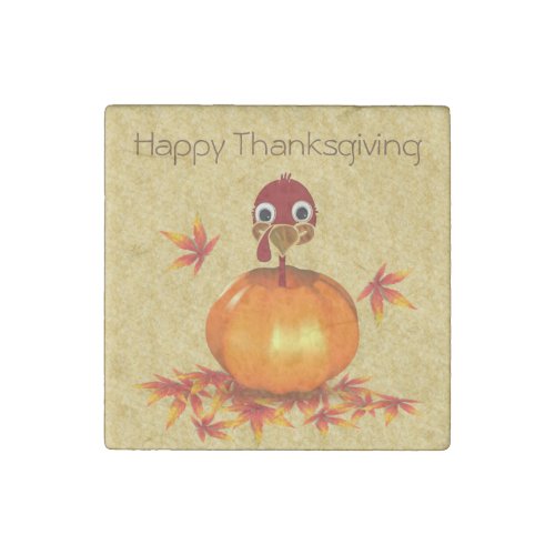 Funny Thanksgiving Turkey in Pumpkin Stone Magnet