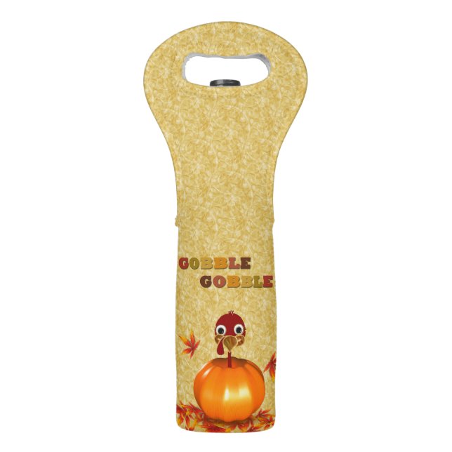 Funny Thanksgiving Turkey in Pumpkin - Wine Tote (Front)