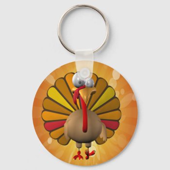 Funny Thanksgiving Turkey Keychain by esoticastore at Zazzle