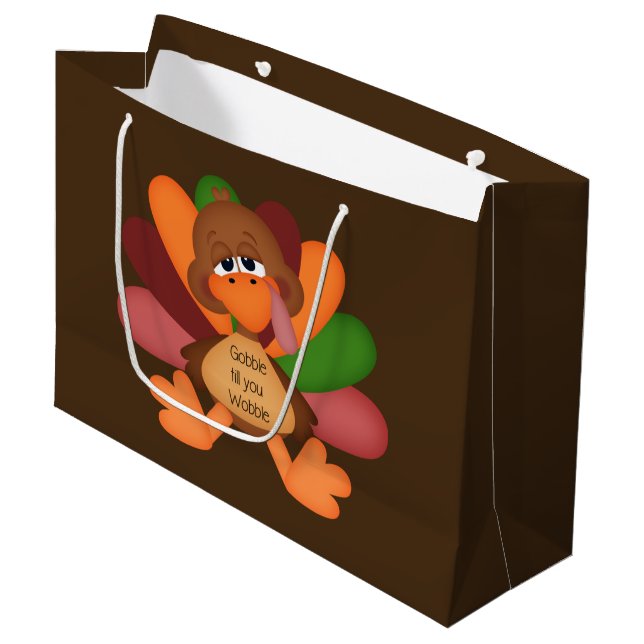 Funny Thanksgiving turkey large gift bag (Front Angled)