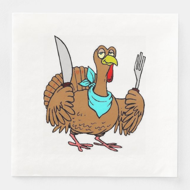 Funny Thanksgiving Turkey Paper Dinner Napkins (Front)