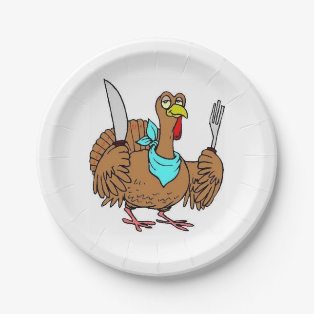 Funny Thanksgiving Turkey Paper Plates (Front)
