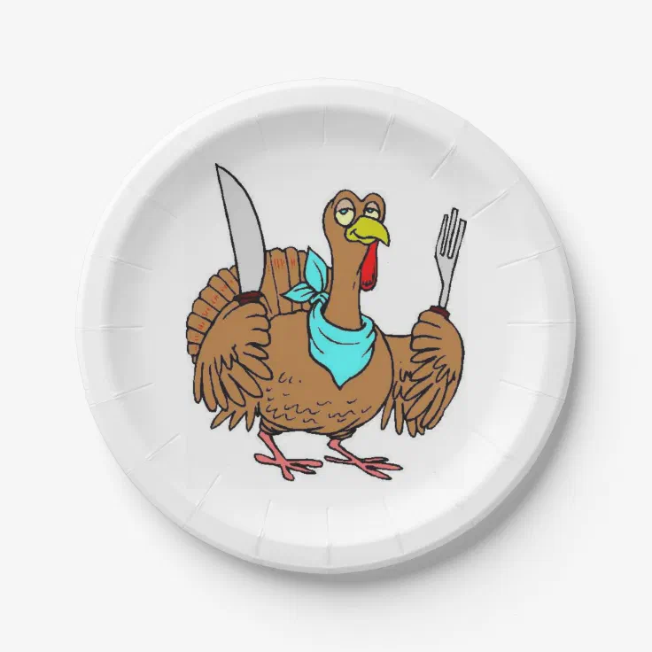 Funny Thanksgiving Turkey Paper Plates | Zazzle