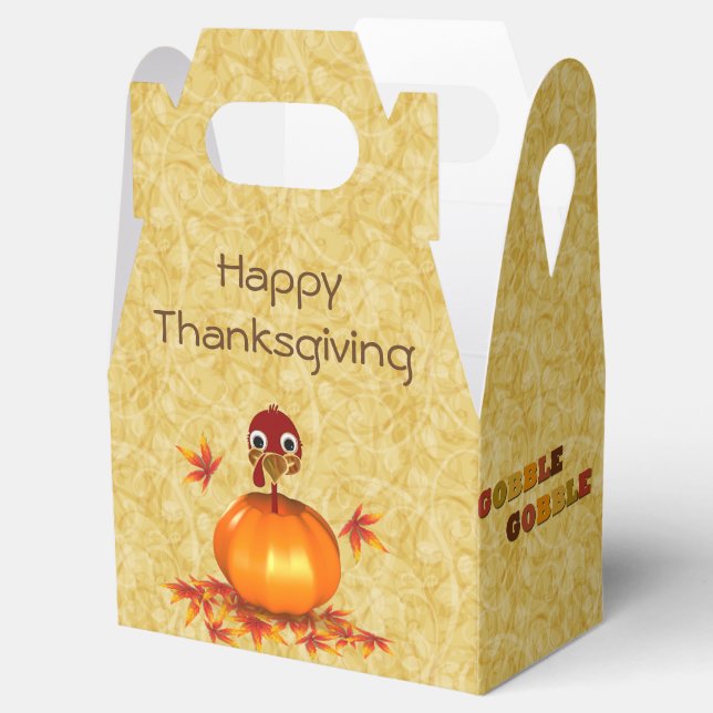 Funny Thanksgiving Turkey Pumpkin Favor Box Gable (Opened)