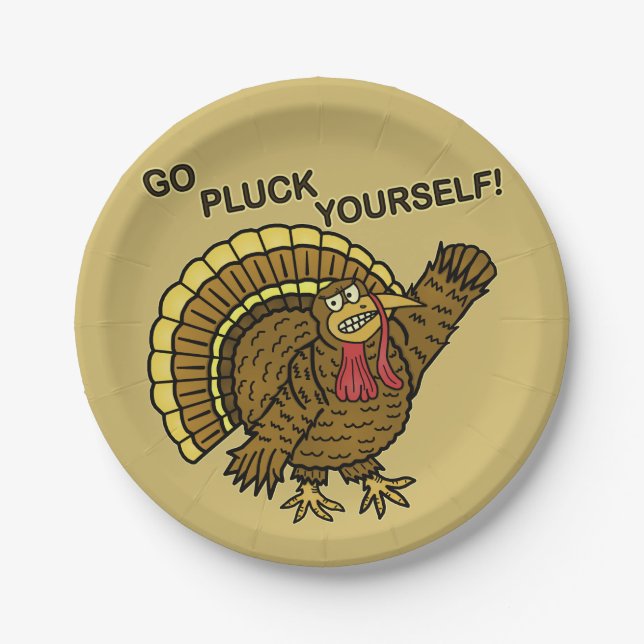 Funny Thanksgiving Turkey Pun Paper Plates (Front)